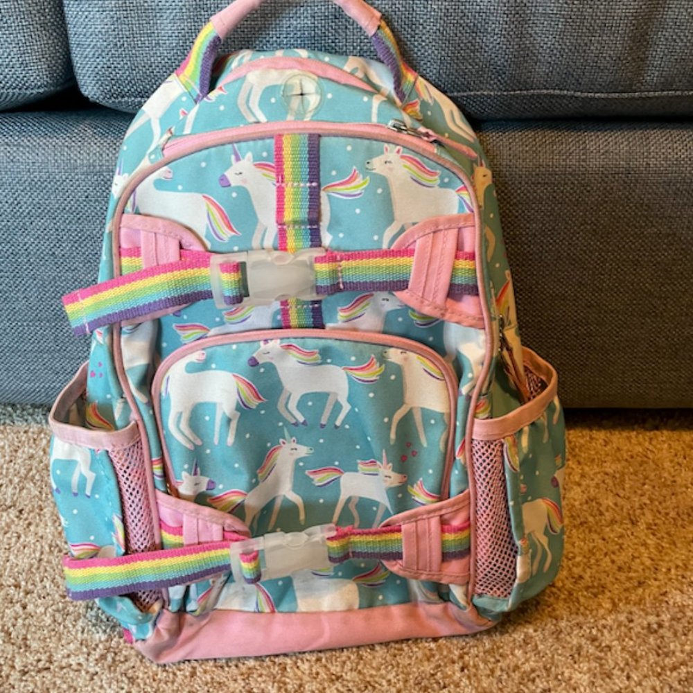 Pottery Barn Kids Mackenzie Aqua Unicorn Backpack